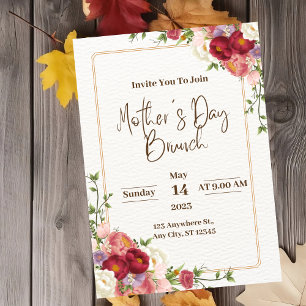 Dark Red Flower Mother's Day Invitation