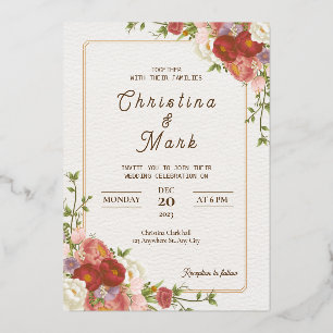 Dark red flowers. Floral Simple Wedding