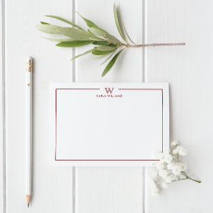 Dark Red Formal Classic Family Monogram Minimal Card