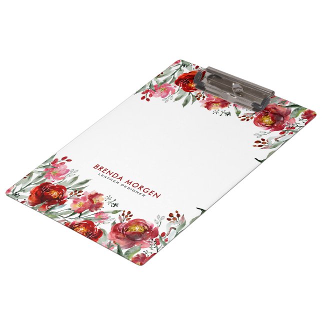 Dark-red Garden Flowers Clipboard (Angled)
