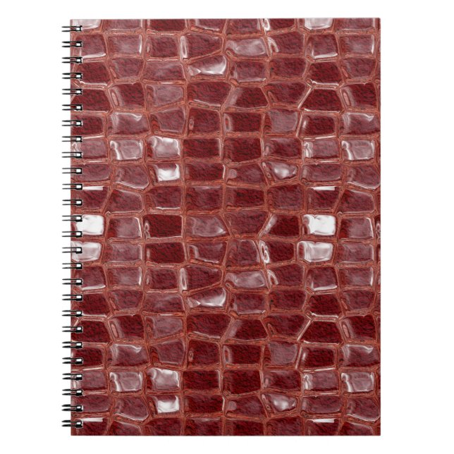 Dark red glass bricks abstract geometric pattern spiral notebook (Front)
