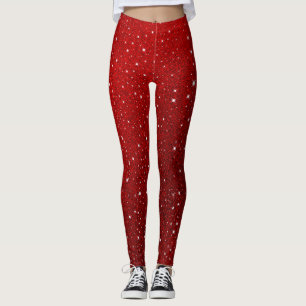 Dark Red Glittering Beautiful Trendy Elegant Leggings