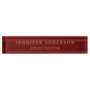 Dark Red & Gold Colours Professional Modern Plain Nameplate