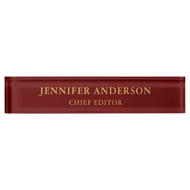Dark Red & Gold Colours Professional Modern Plain Nameplate (Front)