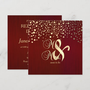 Dark Red & Gold Confetti Dots - Rehearsal Dinner Invitation