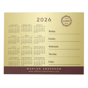 Dark-red gold design,Logo or Photo calendar, Notepad