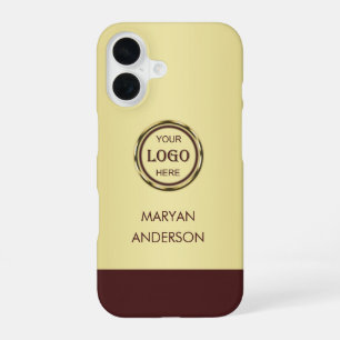 Dark-red gold design,Logo or Photo in gold circle, iPhone 16 Case