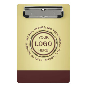 Dark-red gold design,Logo or Photo in gold circle, Mini Clipboard