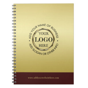 Dark-red gold design,Logo or Photo in gold circle, Notebook