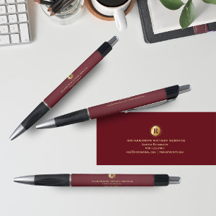 Dark Red & Gold Monogram Notary Business Promo