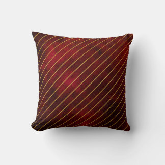 Dark Red & Gold Striped Cushion