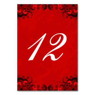 Dark Red Goth Floral Reception Table Number Cards