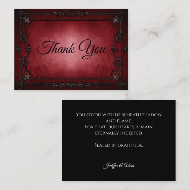 Dark Red Gothic AlternativeHalloween wedding Card (Front/Back)