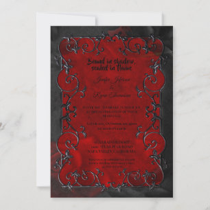 Dark red Gothic Halloween wedding Invitation