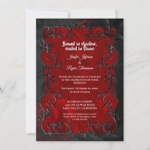 Dark red Gothic Halloween wedding Invitation