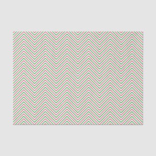 Dark Red, Green and White Chevron Line Tissue Paper