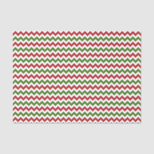 Dark Red, Green and White Chevron Tissue Paper