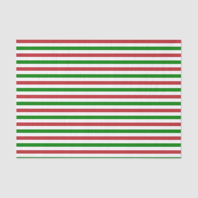 Dark Red, Green and White Stripes Tissue Paper (Front)