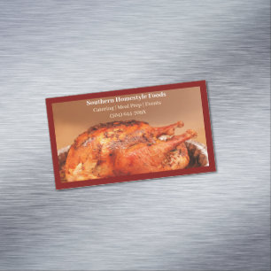 Dark Red Homestyle Cooked Turkey Prepared Foods Magnetic Business Card