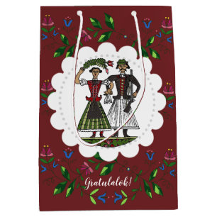 Dark Red Hungarian Wedding Couple Congratulations! Medium Gift Bag