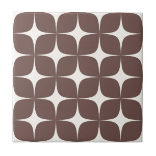 Dark Red & Ivory Mid-Century Modern Vintage Retro Tile