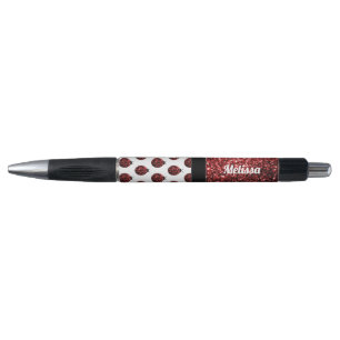 Dark red ladybug faux glitter sparkles Monogram