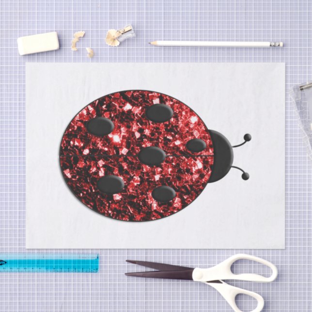 Dark red ladybug faux glitter sparkles tissue paper (Craft)