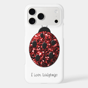 Dark red ladybug faux glitter sparkles Your text
