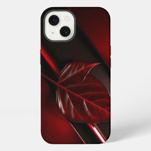 Dark Red Leaf Texture iPhone 13 Back Cover (Back)