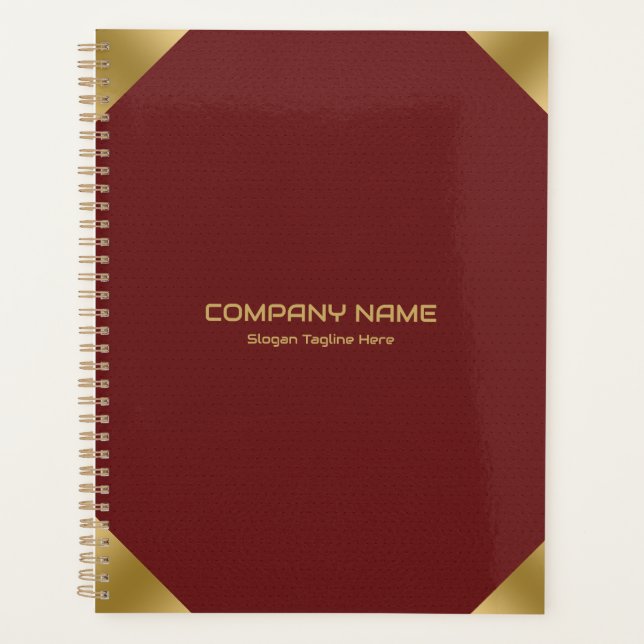  Dark red leather image print with gold accents Planner (Front)