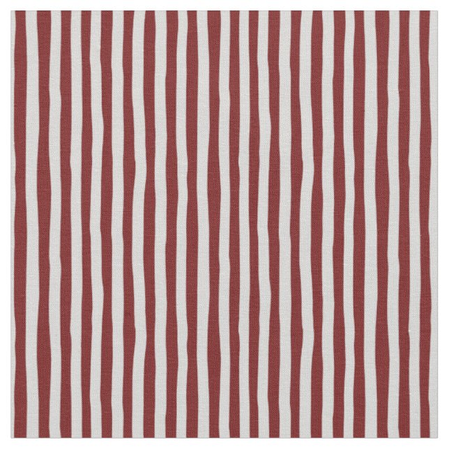 Dark Red & Light Gray Wonky Stripes Fabric (Close Up)
