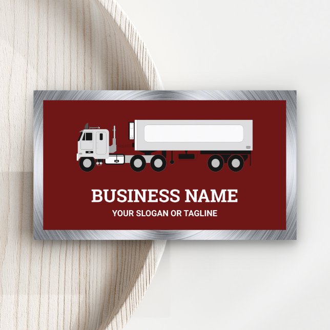 Dark Red Logistics Transport Truck Trailer Business Card (Creator Uploaded)