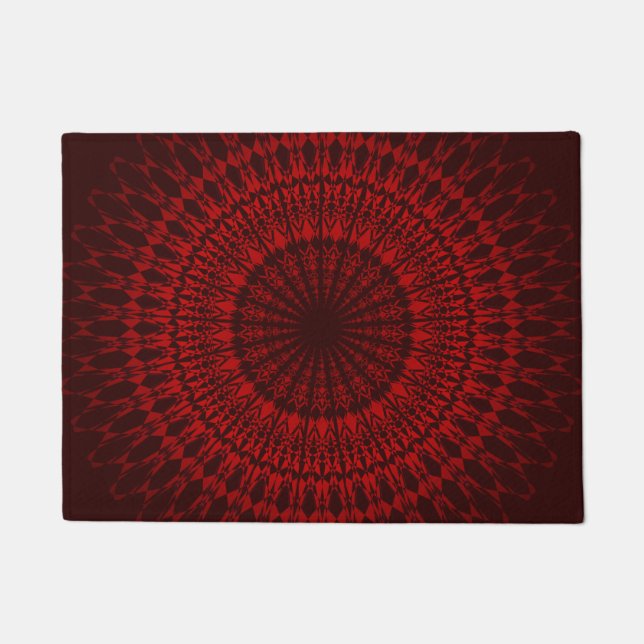 Dark Red Mandala Pattern Doormat (Front)