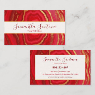 Dark Red Marble With Gold Business Card