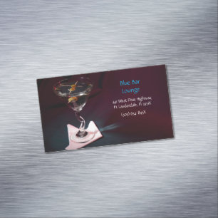 Dark Red Martini Bar & Lounge Magnetic Business Card