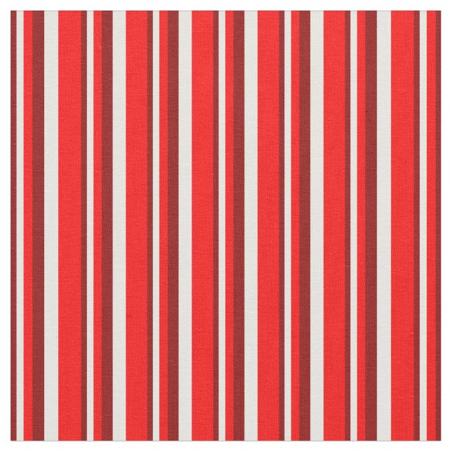 Dark Red, Mint Cream & Red Coloured Lined Pattern Fabric (Close Up)