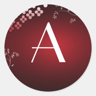 Dark Red Monogram Classic Round Sticker