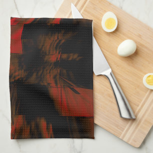 Dark red mosaic with lightly carved and satin  thr tea towel