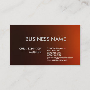 Dark Red Orange Plain Modern Business Card