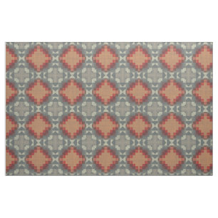 Dark Red Orange Taupe Beige Brown Grey Ethnic Look Fabric