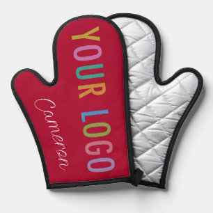 Dark Red Oven Mitt with Company Logo & Name Custom