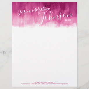 Dark red pink modern art couple letterhead