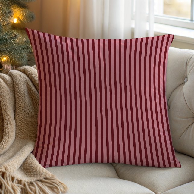 Dark Red Pink Rustic Striped  Cushion (Creator Uploaded)