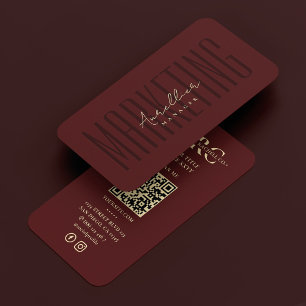 Dark Red Professional Marketing Monogram Business Card