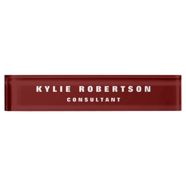 Dark Red Professional Trendy Modern  Nameplate (Front)