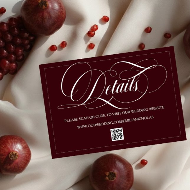 Dark Red Romantic Wedding Details Enclosure Card (Creator Uploaded)