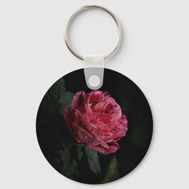 Dark Red Rose Key Ring (Front)