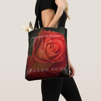 Dark Red Rose Macro Analog Soul Black Tote Bag