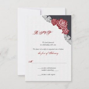 Dark Red Rose Wedding RSVP Card