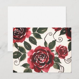 Dark Red Roses Floral Enclosure Card